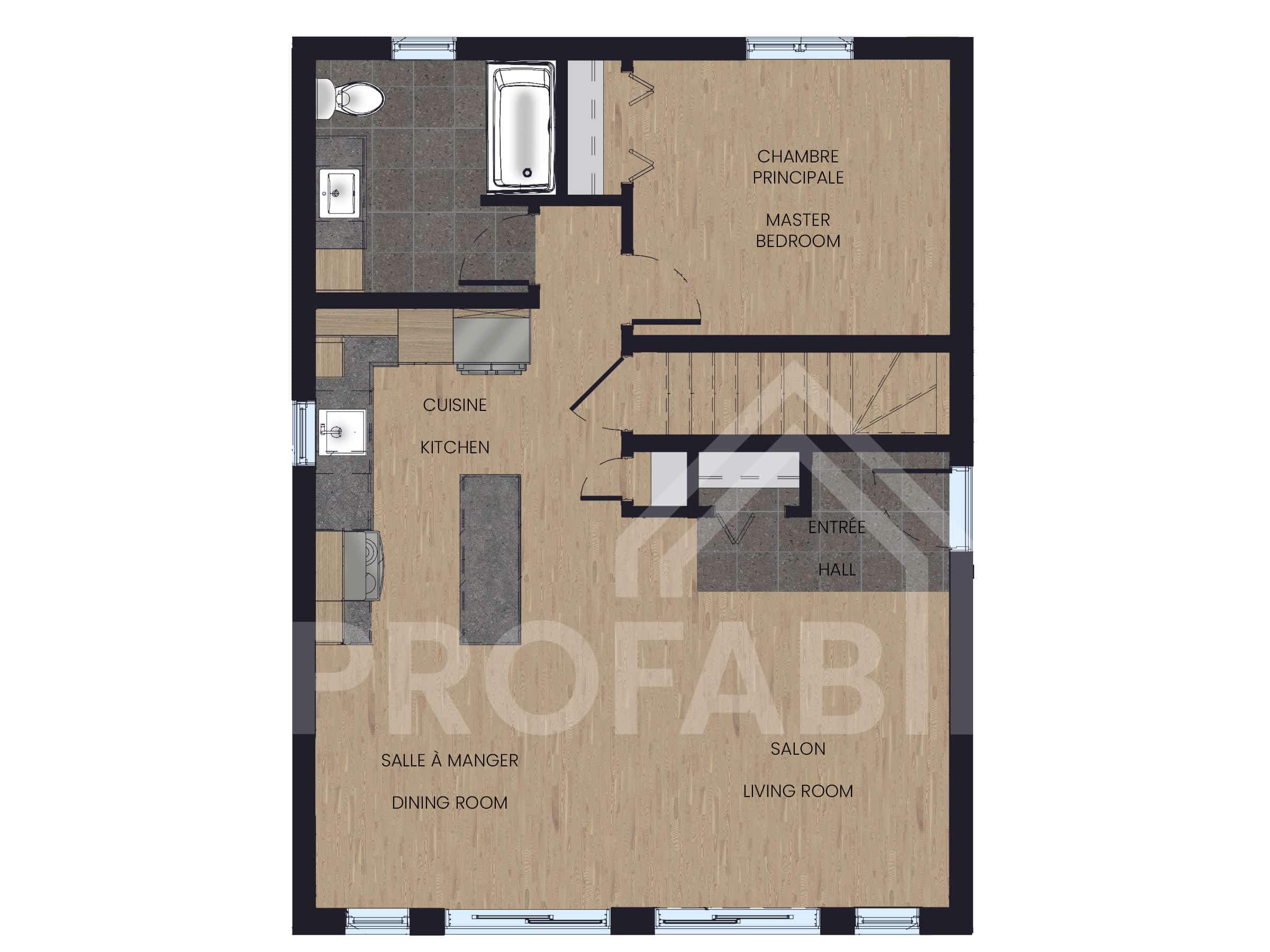 Modèle Épervier, un chalet plain-pied. Vue du plan 2D