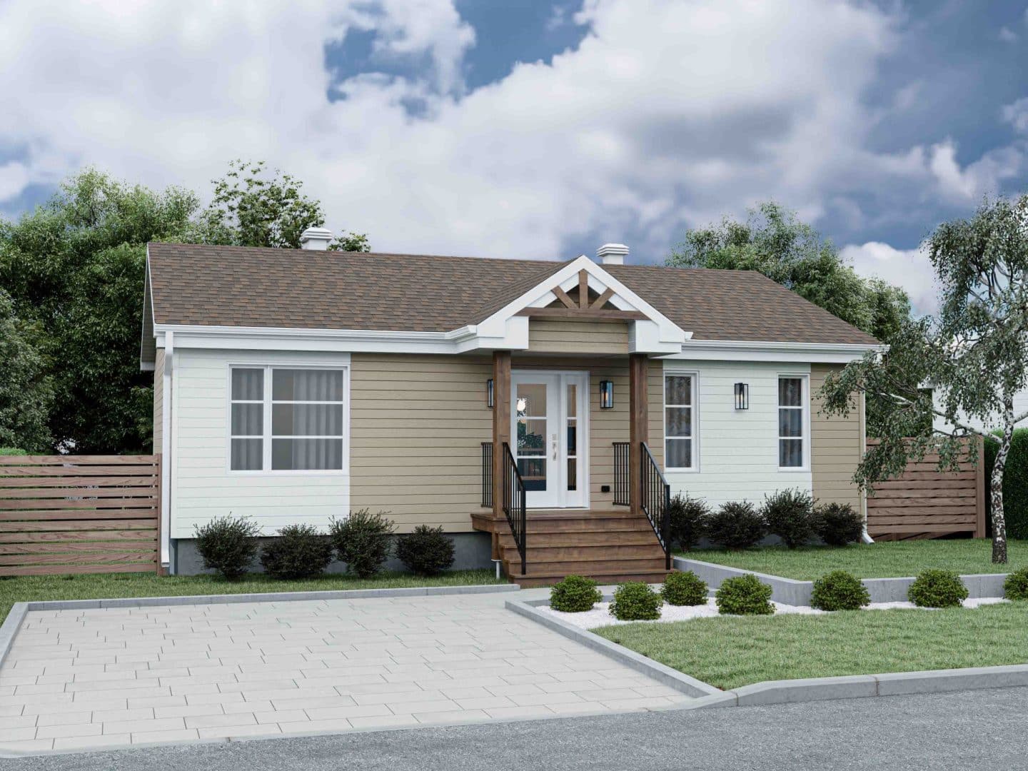 Modèle Lupin, une maison de plain-pied de style classique. Vue de l'extérieur