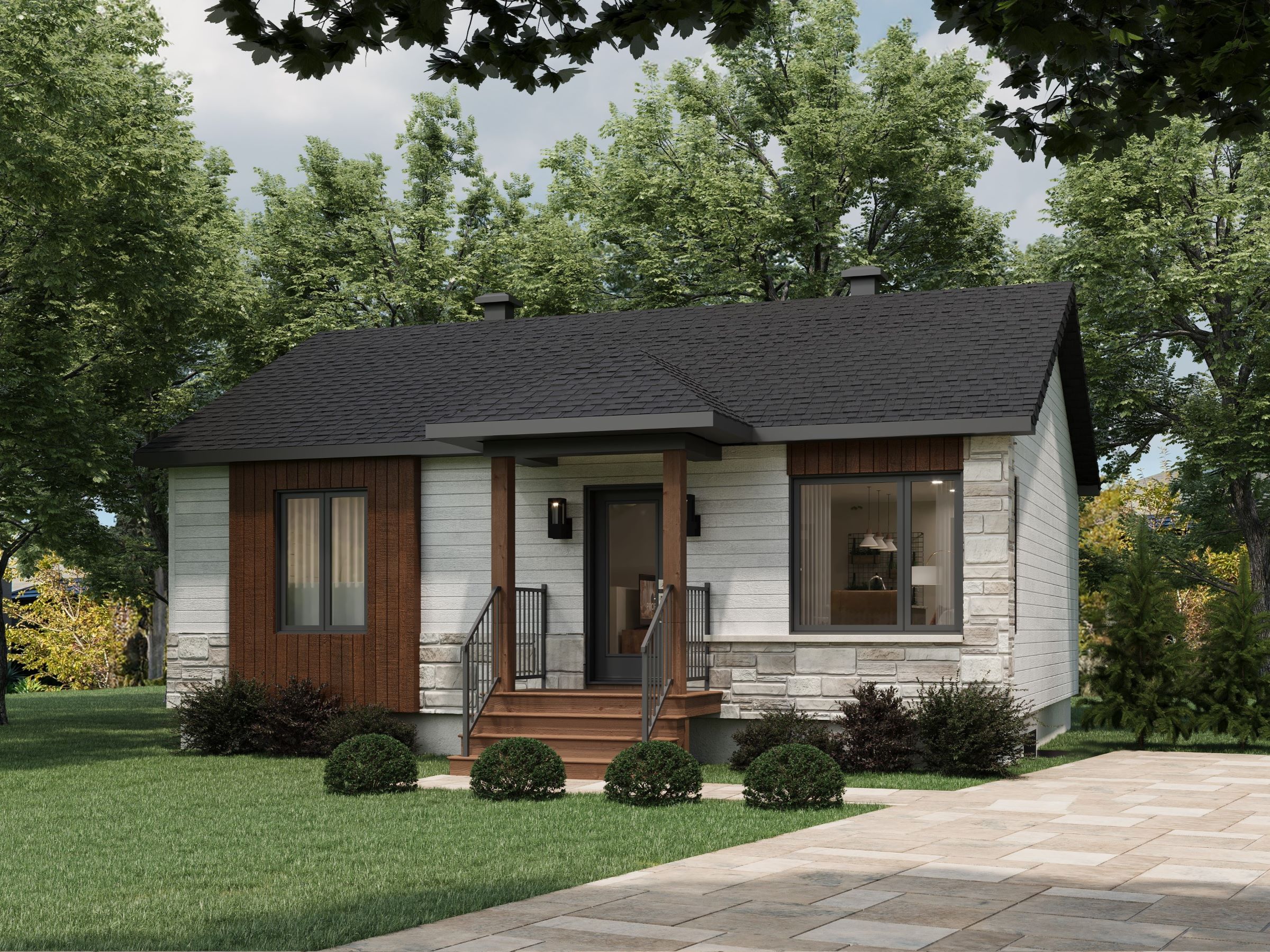 Modèle Primera, une maison de plain-pied de style contemporain. Vue de l'extérieur