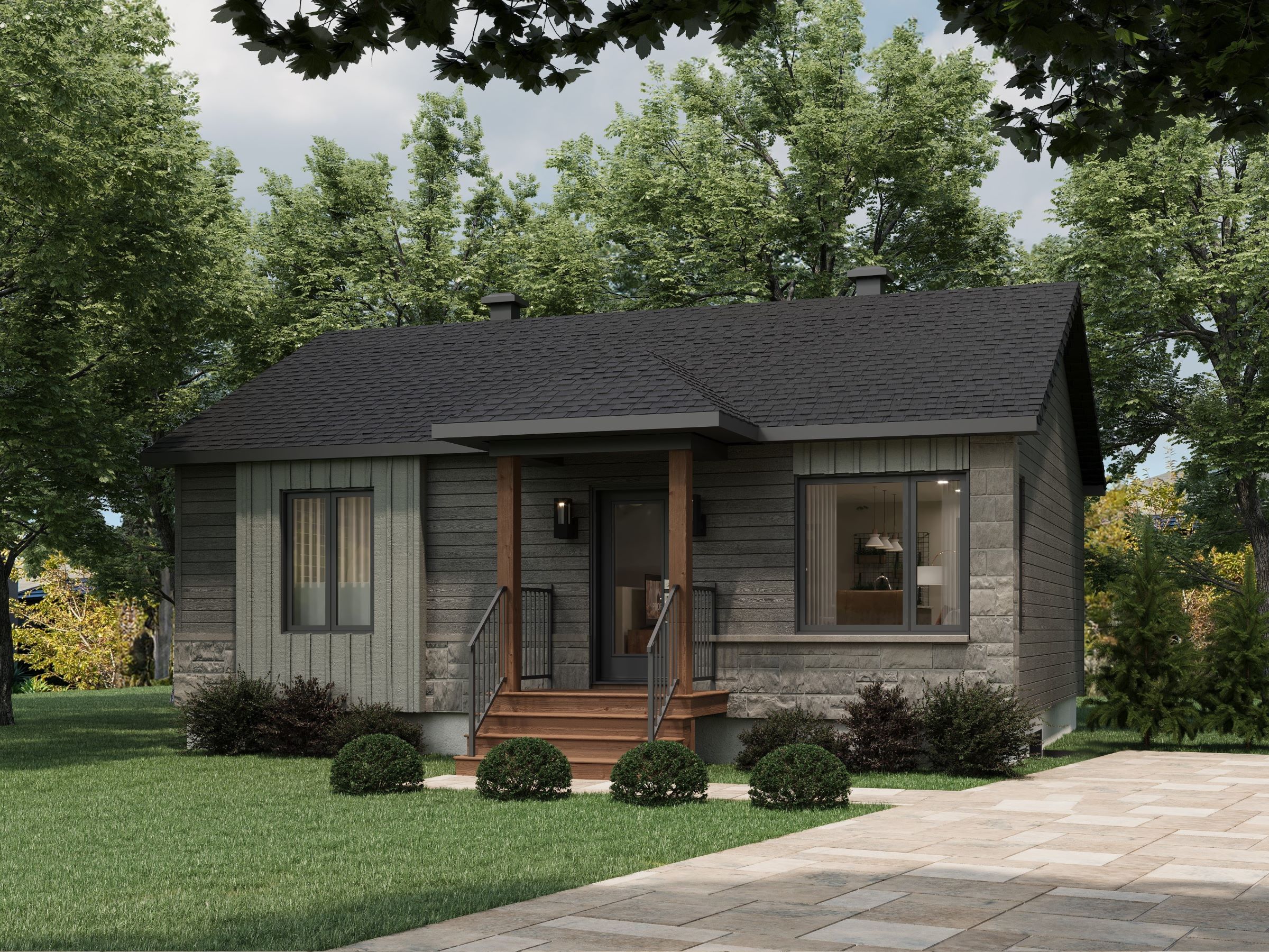 Modèle Primera, une maison de plain-pied de style contemporain. Vue de l'extérieur