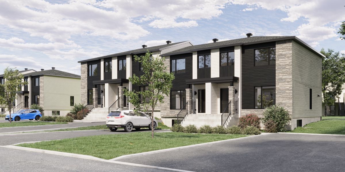 Le modèle Onesto est une maison de ville de plain-pied de style contemporain. Vue extérieure