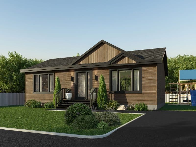 Modèle Mignonne, une maison de plain-pied de style classique. Vue de l'extérieur