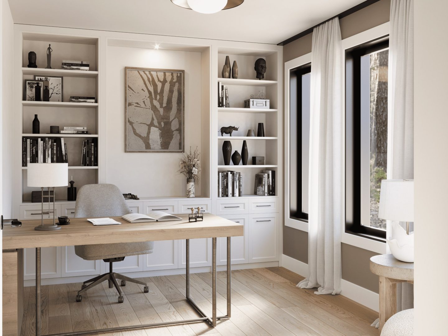 Modèle Edena, une maison 2 étages de style Farmhouse. Vu du bureau