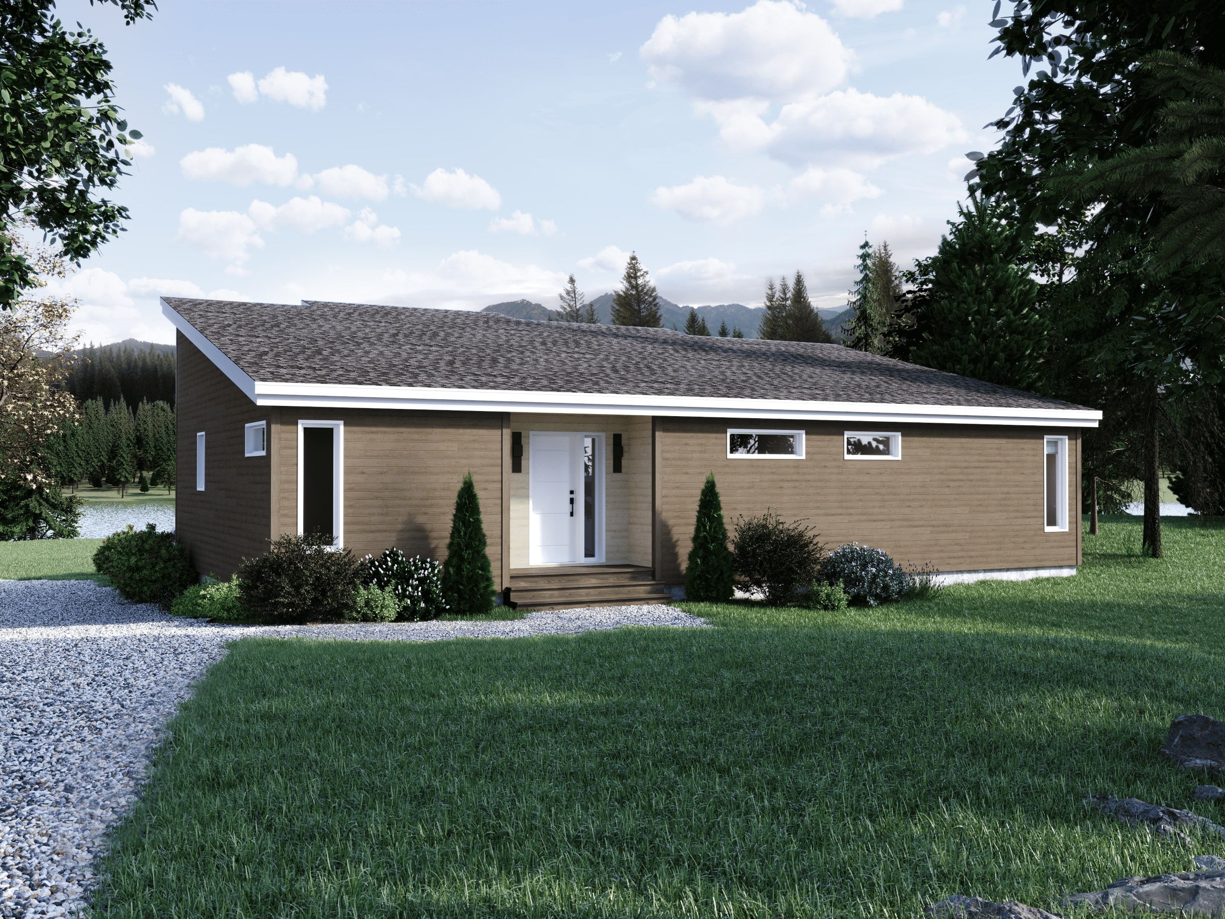 L'Esplanade est un chalet de style méditerranéen. Vue de l'extérieur avant.