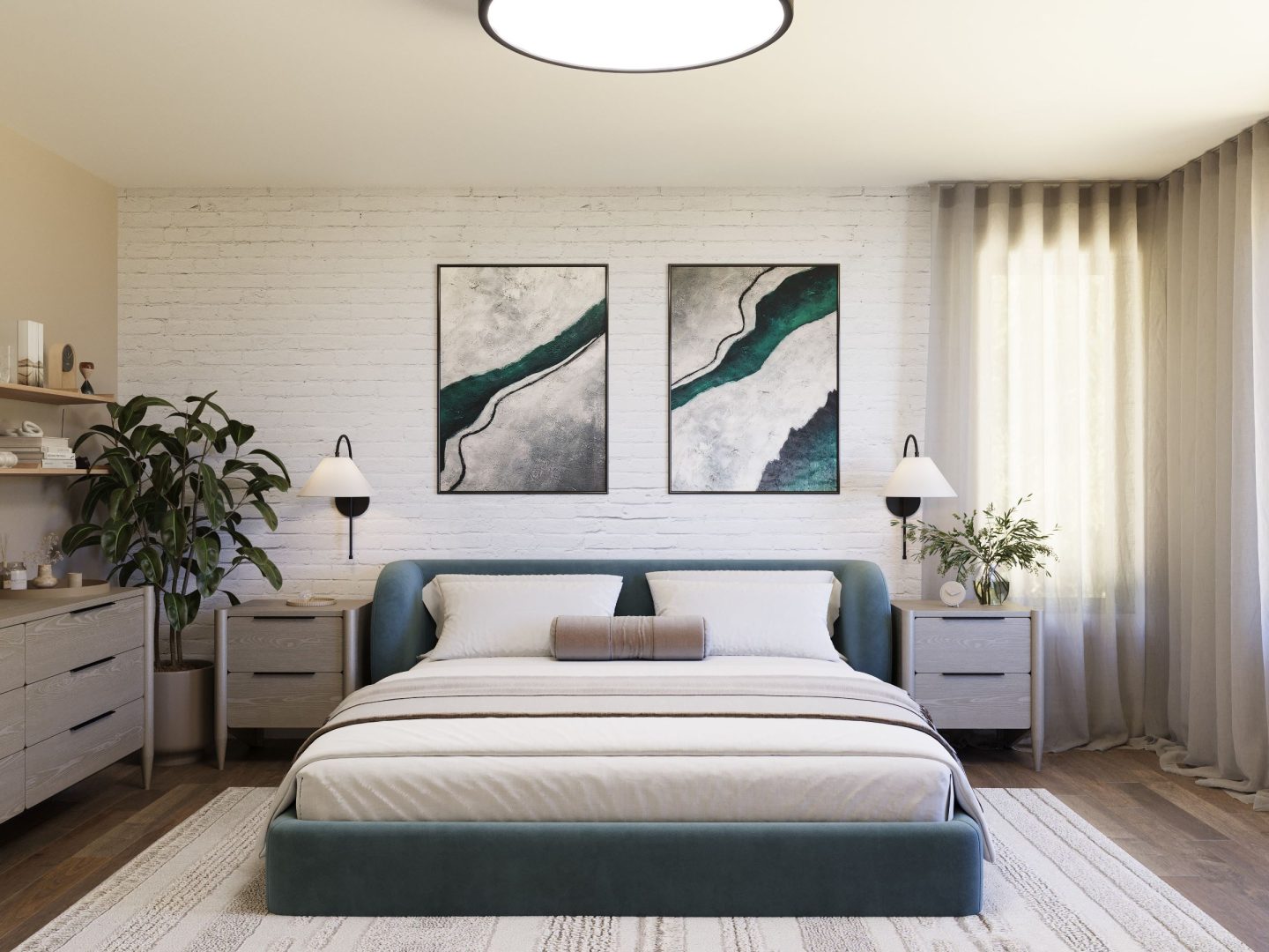 Le modèle Pacha est une maison de plain-pied de type farmhouse. Vue de la chambre principale.