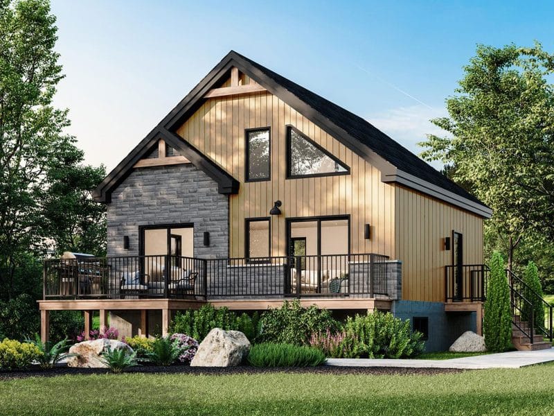 Modèle Bastida, un chalet plain-pied de style scandinave. Vue de l'extérieur