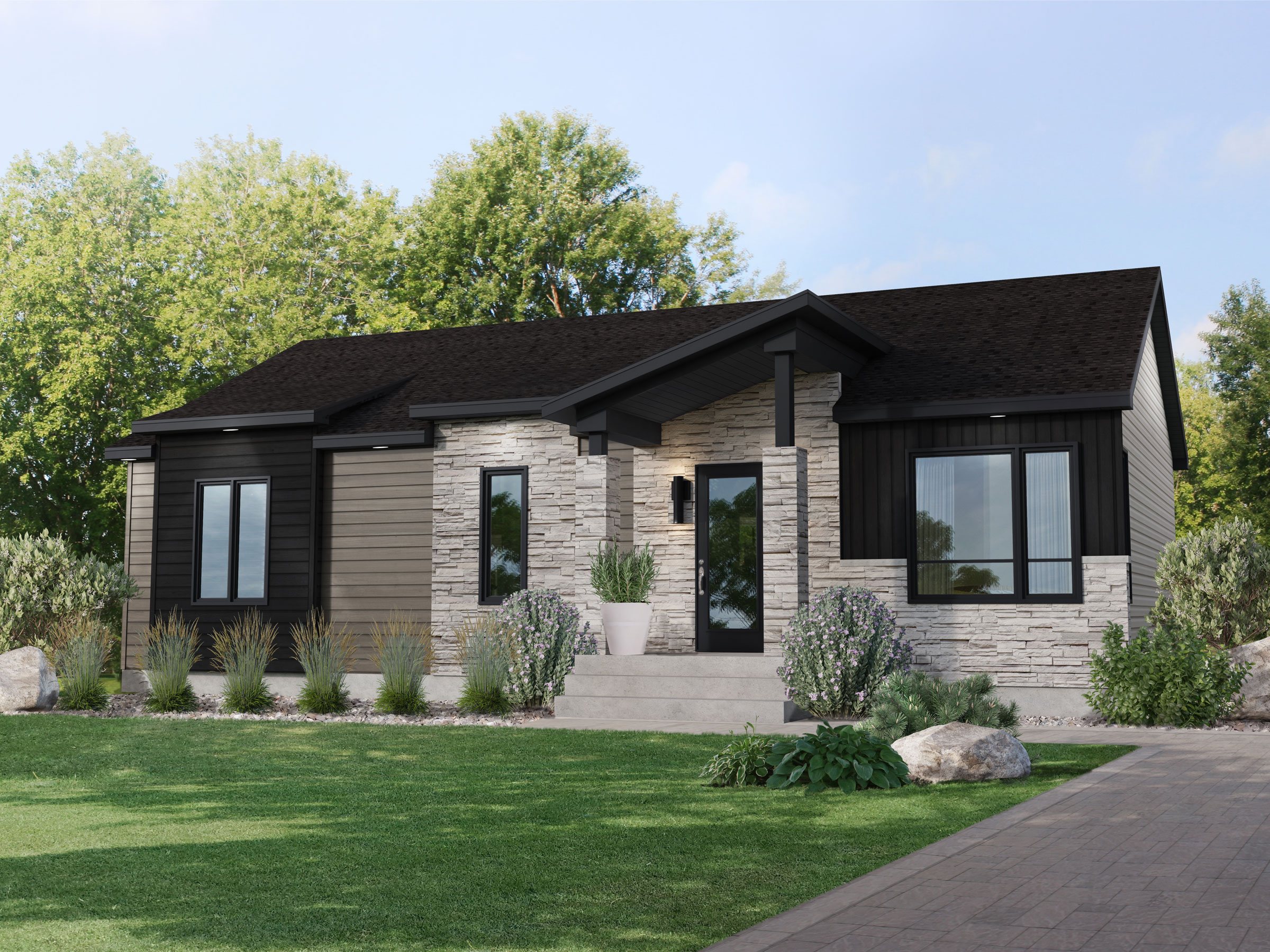 Modèle Kapaz, une maison de plain-pied de style contemporain. Vue de l'extérieur