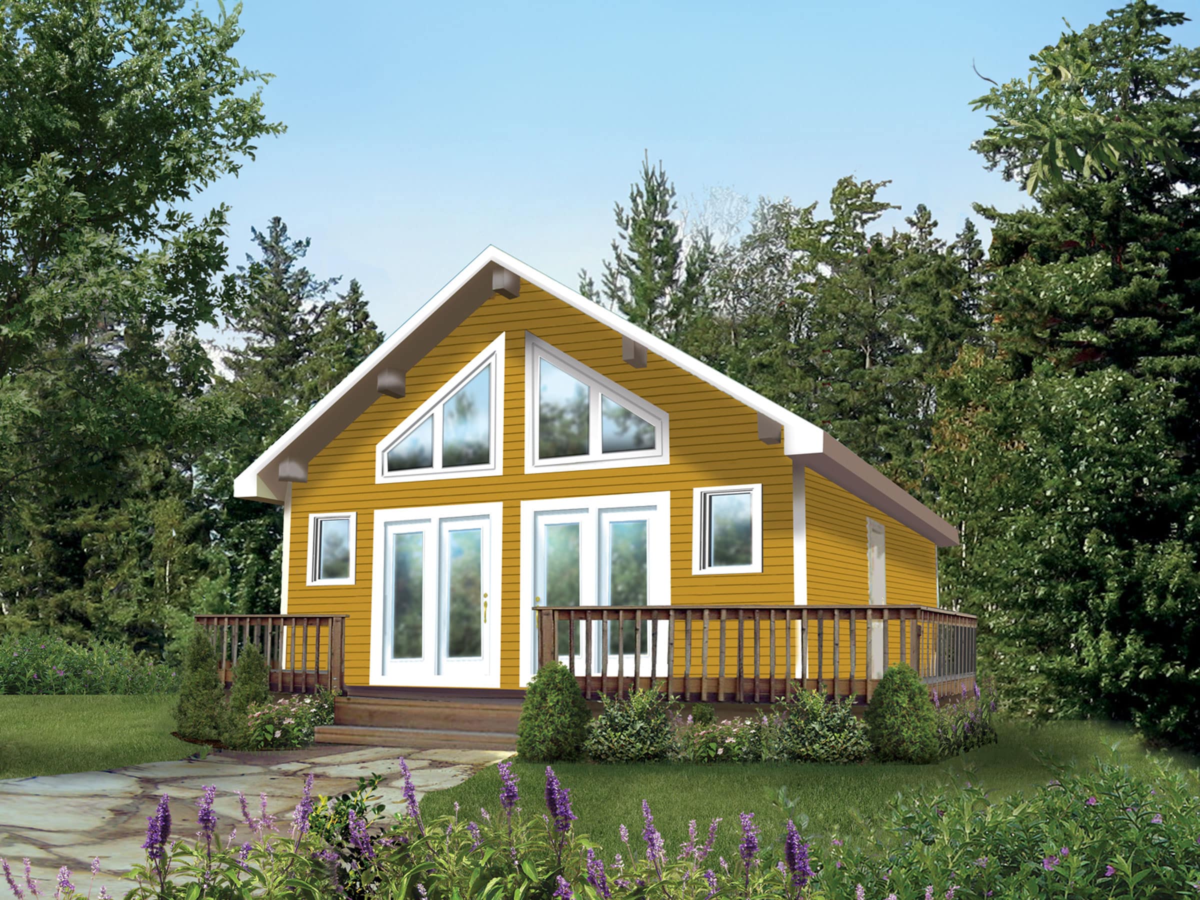 Modèle Épervier, un chalet plain-pied. Vue de l'extérieur