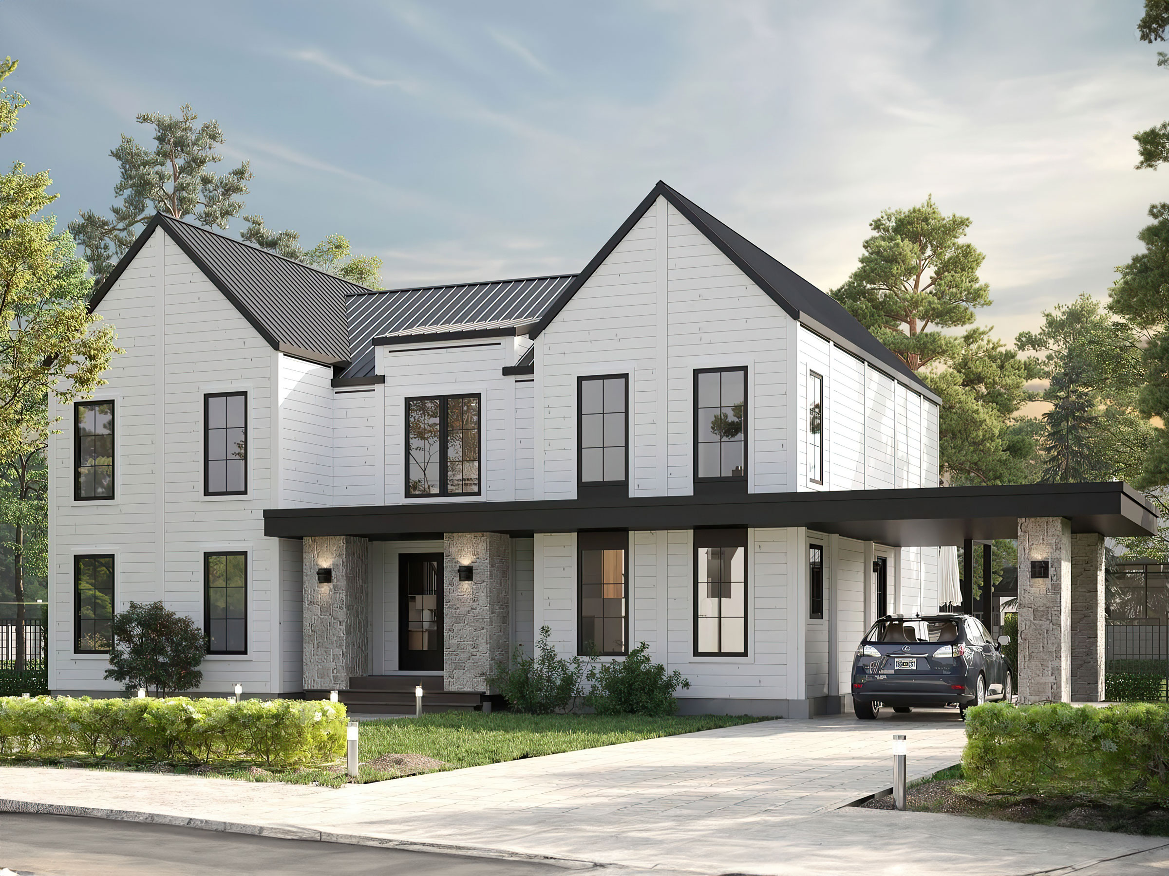 Un modèle de maison style Farmhouse de la compagnie Timberblock