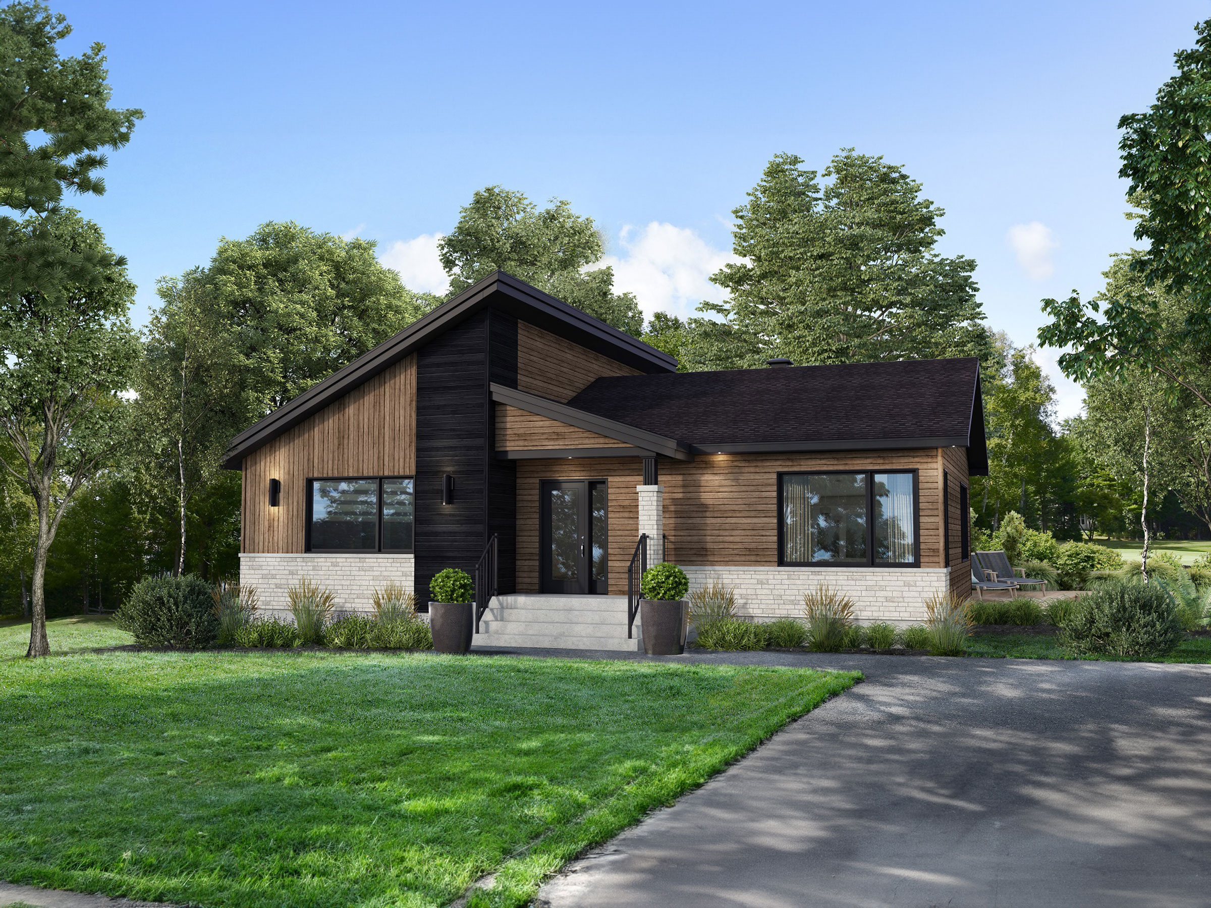 Modèle Tryka, une maison de plain-pied de style contemporain. Vue de l'extérieur