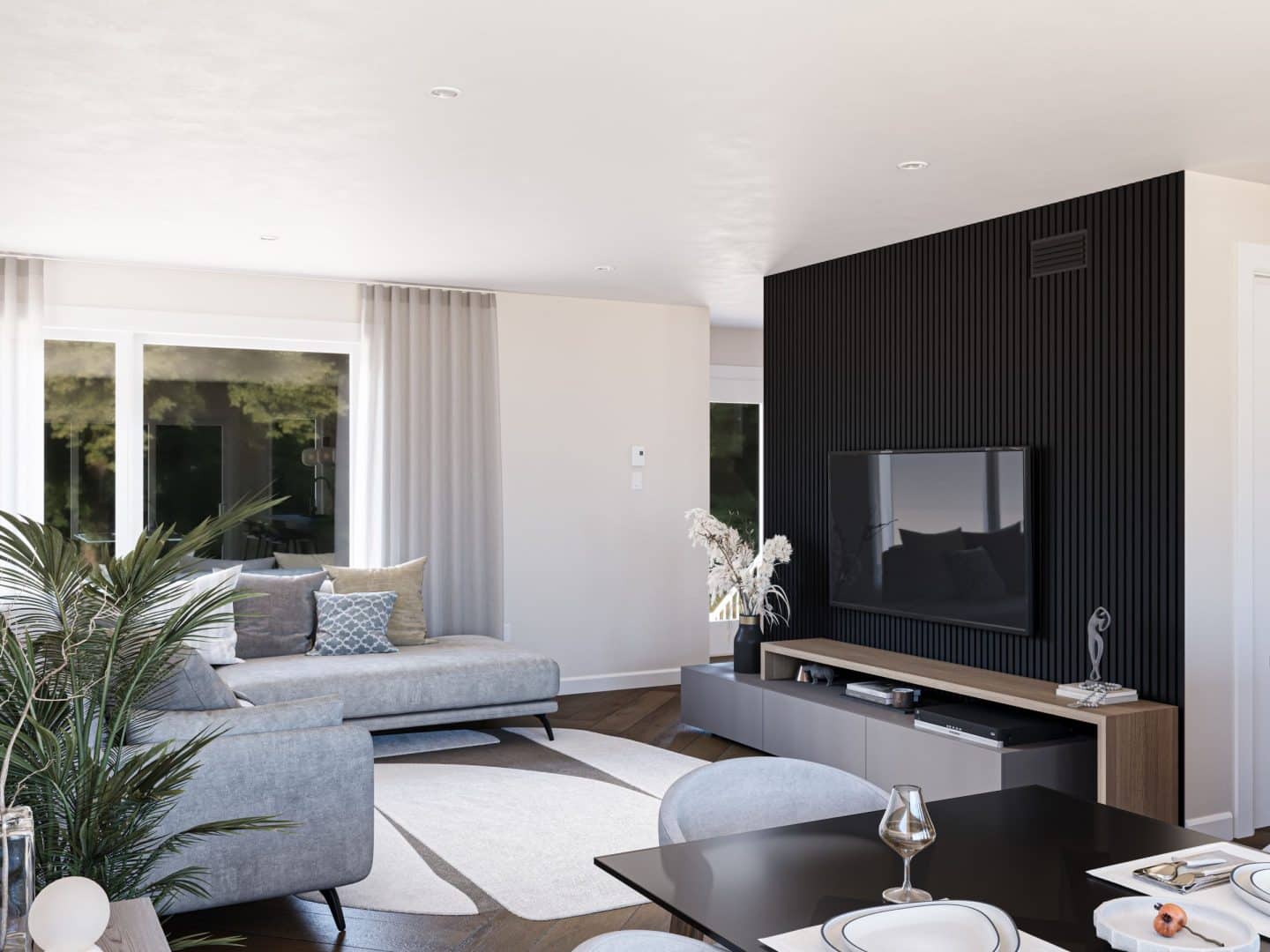 Modèle Arabica, une maison de deux étages de style moderne. Vue du séjour.