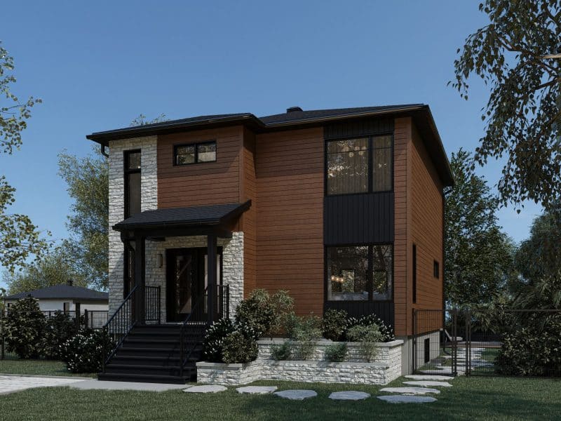 Modèle Arabica, une maison de deux étages de style moderne. Vue de l'extérieur.