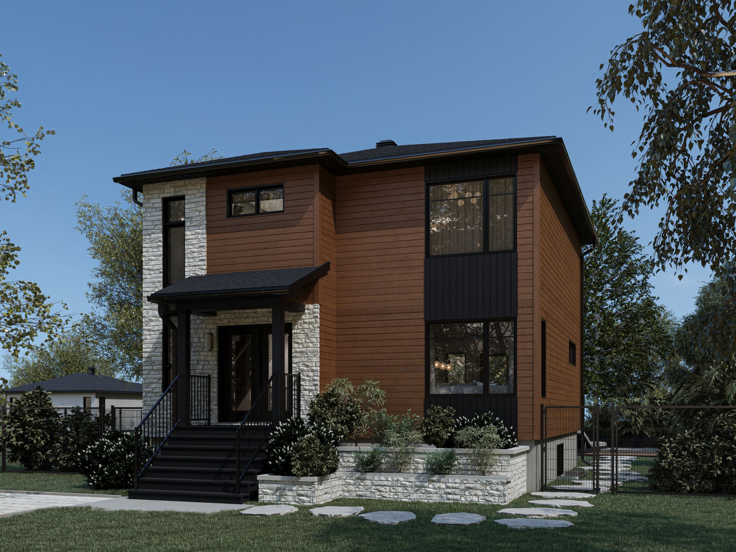 Modèle Arabica, une maison de deux étages de style moderne. Vue de l'extérieur.