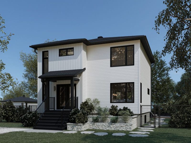 Modèle Arabica, une maison de deux étages de style moderne. Vue de l'extérieur.