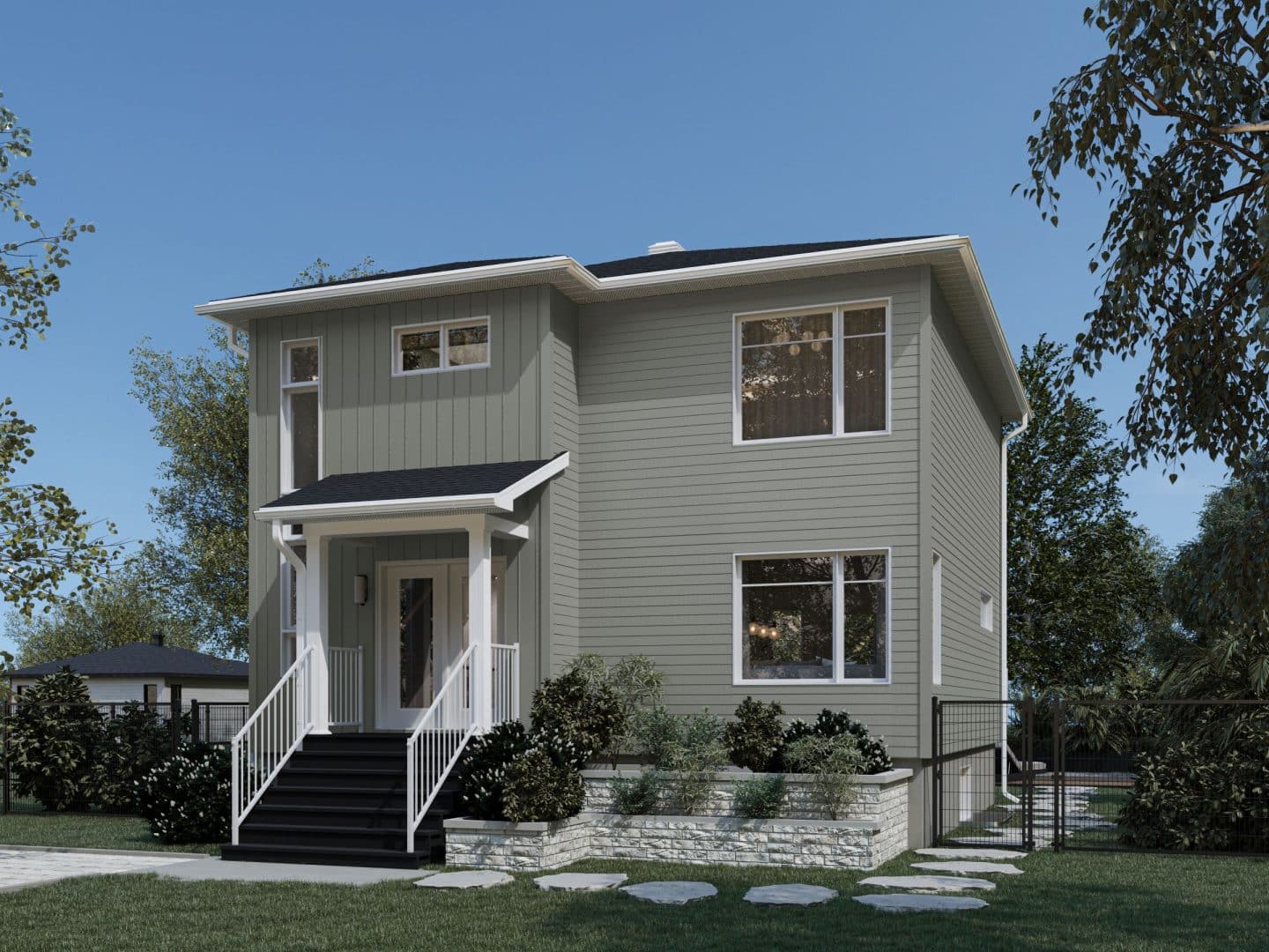 Modèle Arabica, une maison de deux étages de style moderne. Vue de l'extérieur.