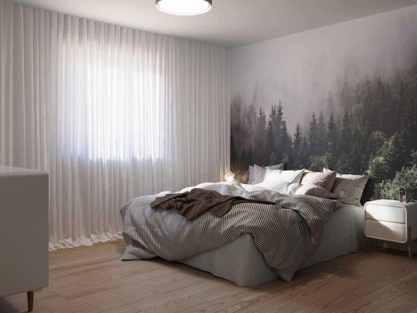 Modèle de maison à palier nommé Zénia. De Style contemporain et moderne avec une vu de la chambre secondaire.