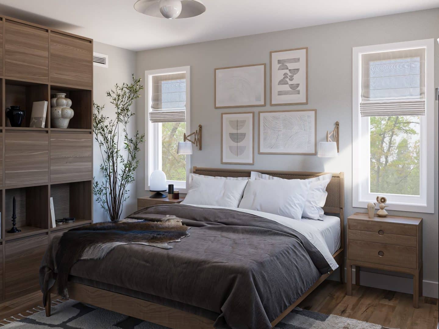 Le modèle Hera est un plain-pied de style scandinave. Vue de la chambre secondaire.