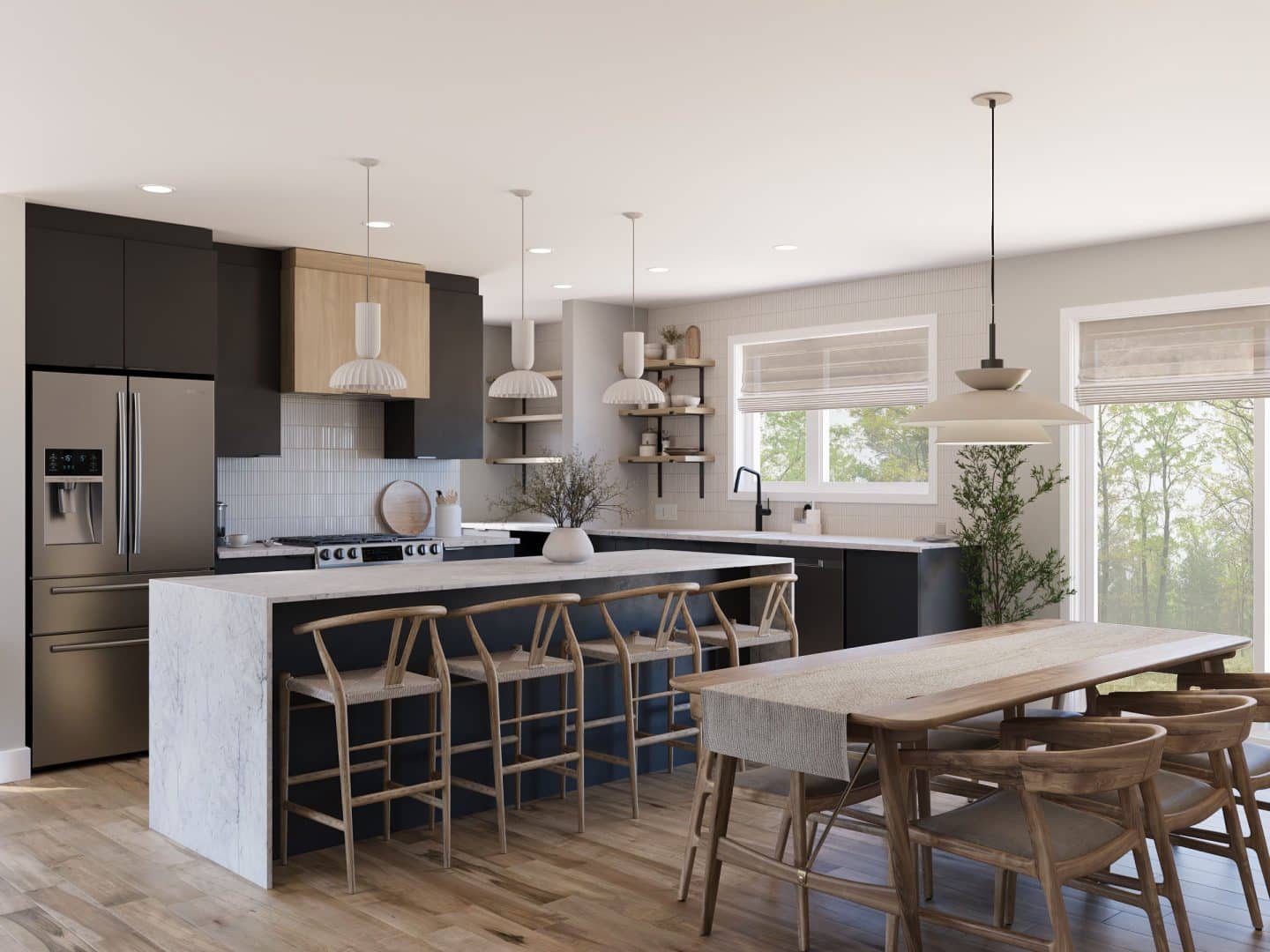 Le modèle Hera est un plain-pied de style scandinave. Vue de la cuisine.