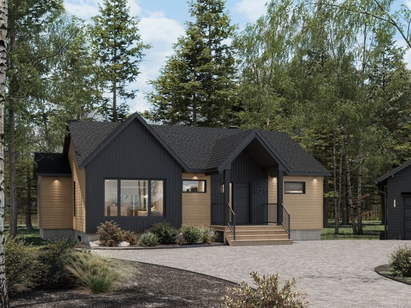 Le modèle Hera est un plain-pied de style scandinave. Vue de l'extérieur.