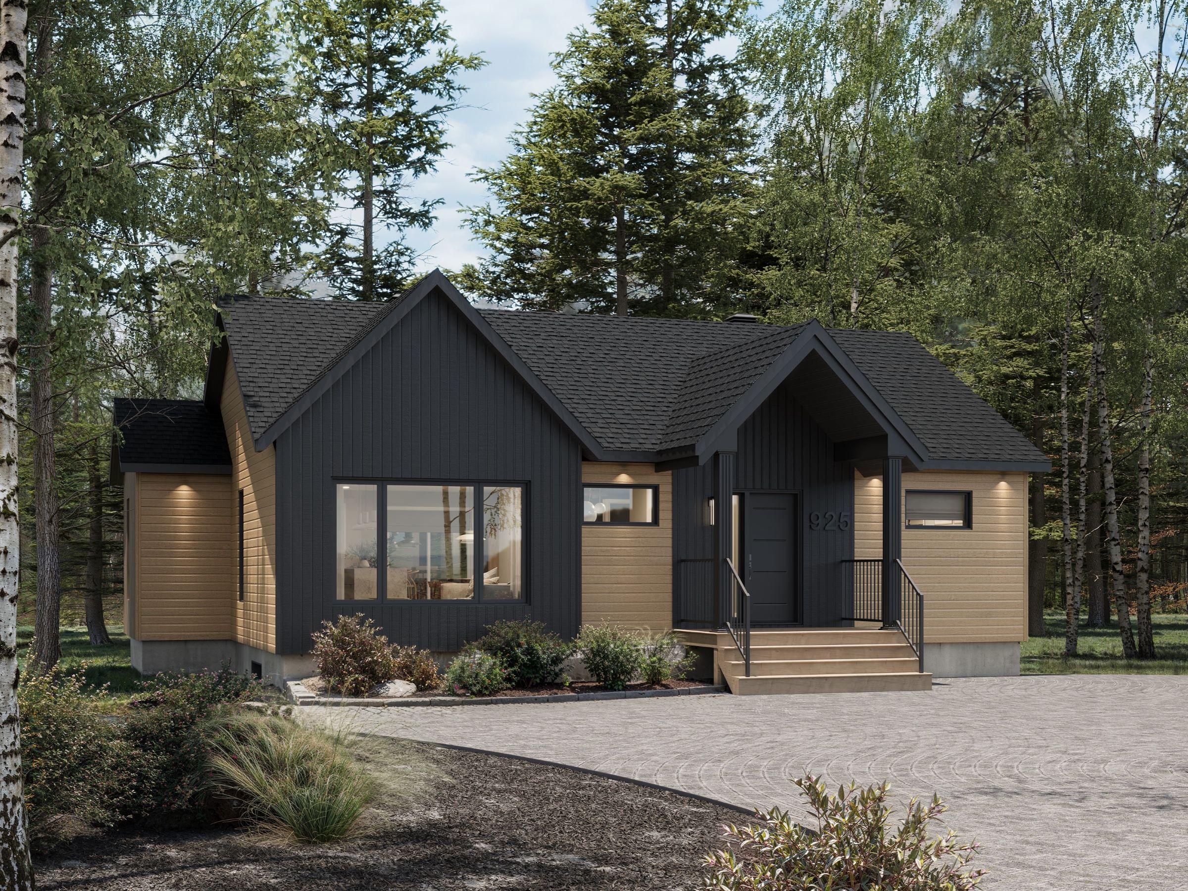 Le modèle Hera est un plain-pied de style scandinave. Vue de l'extérieur.