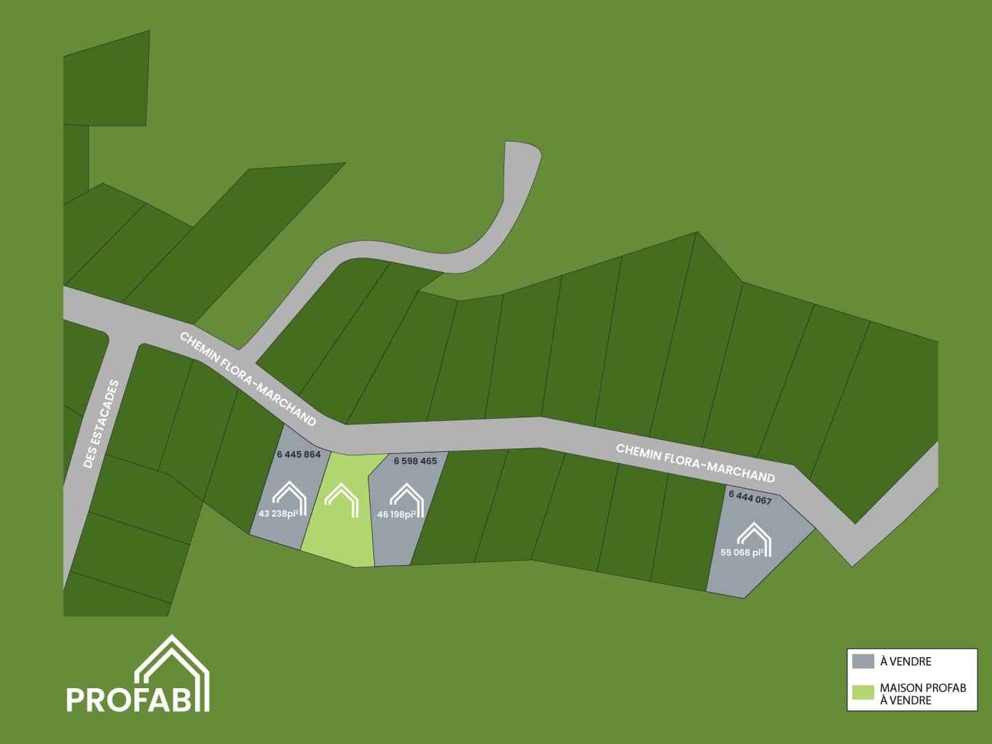 Plan en 2D du lotissement de la ville de Grandes-Piles