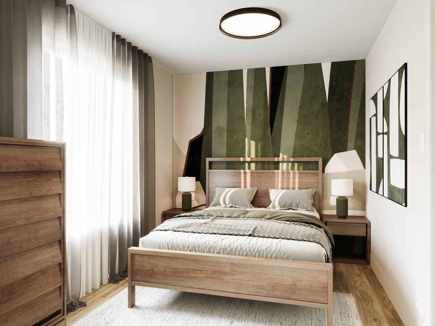 Modèle de triplex nommé Triton, des maisons qui peu être bi générationnel comme locatif de style classique. Vue de la chambre.