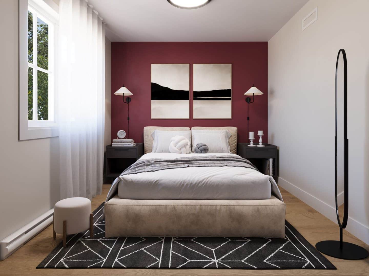 Le modèle Courtoise est un plain-pied de style Classique Farmhouse. Vue de la chambre secondaires.